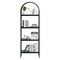 Black Carbon Steel 4-Tier Bookshelf MDF Shelves Modern Storage Rack